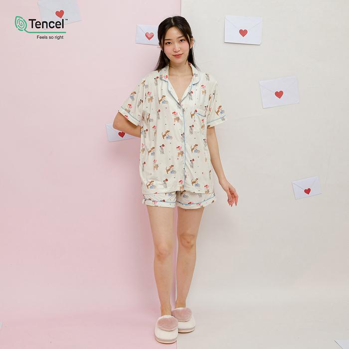 Gambar Cielyn | TENCEL | Puppy  | Valentine Series | Piyama Wanita Dewasa Set - PIY SHORTPANTS, S dari Cielyn Official undefined Tokopedia