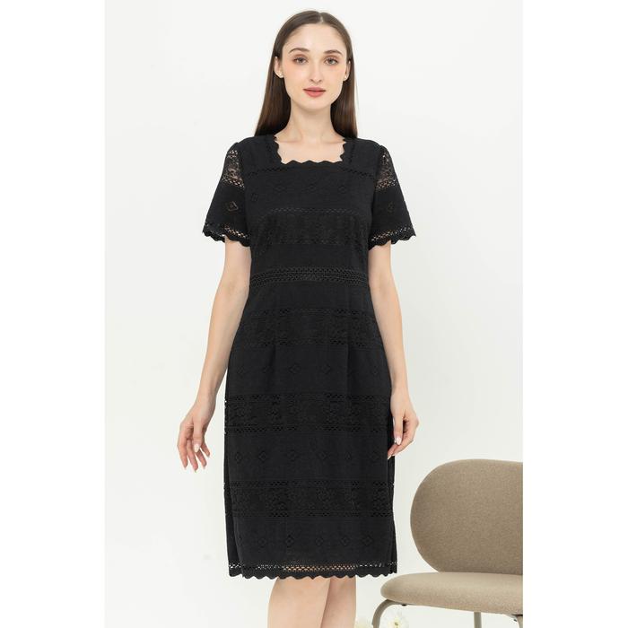 Gambar *Ready Stok* SISTER'S - Dress Katun Full renda Furing kaos S7594 (JSZ) - Hitam, M dari Sisters Fashion Group undefined Tokopedia