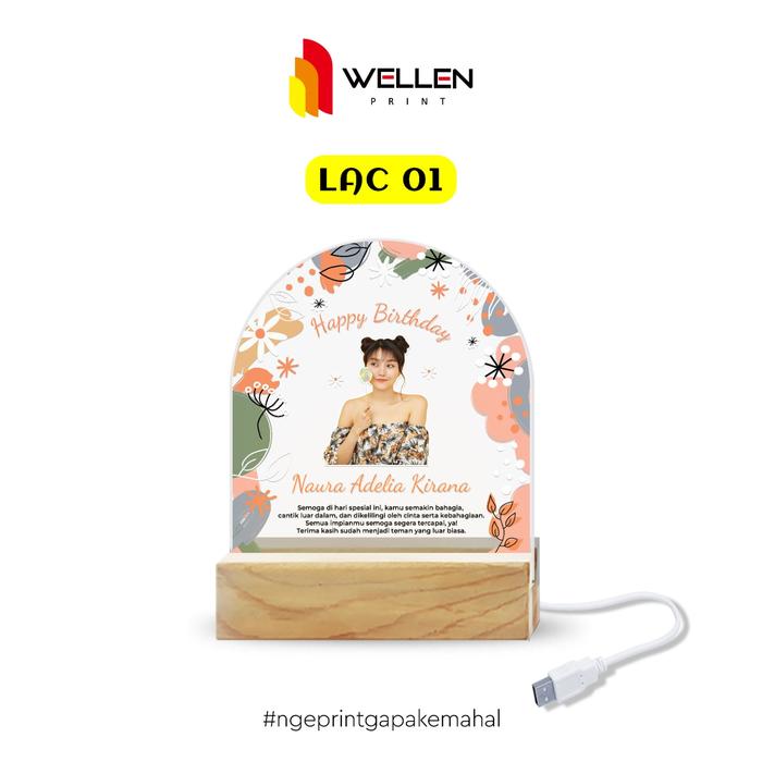 Gambar WELLEN PRINT - Cetak LED Acrylic Custom Foto / Print Gift Akrilik LED Transparant Hadiah Ulang Tahun Anniversary / Personalized Moodlamp Lampu Kamar Tidur Kaca Kado Graduation - LAC 01, 15x15 cm dari WELLEN PRINT OFFICIAL undefined Tokopedia
