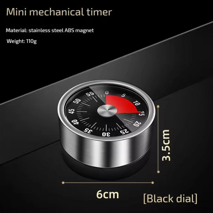 Gambar timer manual putar dapur masak cooking baking oven alarm analog mechanical kitchen timer countdown stainless magnet timer dapur manual dial multifungsi pengatur waktu masak - QR60 HITAM dari Tropic elektronik aksesoris undefined Tokopedia