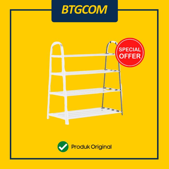 Gambar RAK SEPATU 4 SUSUN BAJA BONBOX BFS701 MULTIFUNGSI ANTI KARAT SHOE RACK STEEL - White dari btgcom undefined Tokopedia
