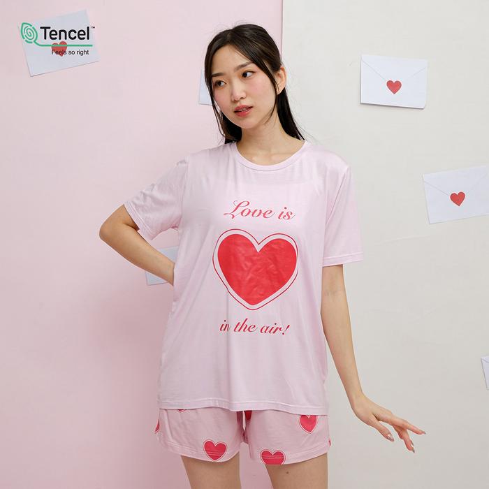 Gambar Cielyn | TENCEL | Heartfelt  | Valentine Series | Piyama Wanita Dewasa Set - O-NECK SHORT, S dari Cielyn Official undefined Tokopedia
