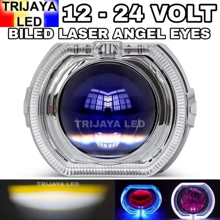 Gambar Lampu Tembak LED Daymaker Biled Laser 12 - 24 Volt Sorot Depan Shroud Crystal 2 Warna Truk Bus Tronton Canter Fuso AE 8D Hi Lo High Low Jauh Dekat 3 Mode Strobo Kedip Flash Running Angel Eye Truck Bis Alat Berat Demon Eyes Angle Projie Utama Putih Kuning - Putih dari Trijaya LED Motor undefined Tokopedia