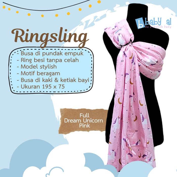 Gambar Gendongan Ring Sling - Gendongan Kain panjang - Pink Motif - FULL UNICORN dari Aurel Babyshop undefined Tokopedia