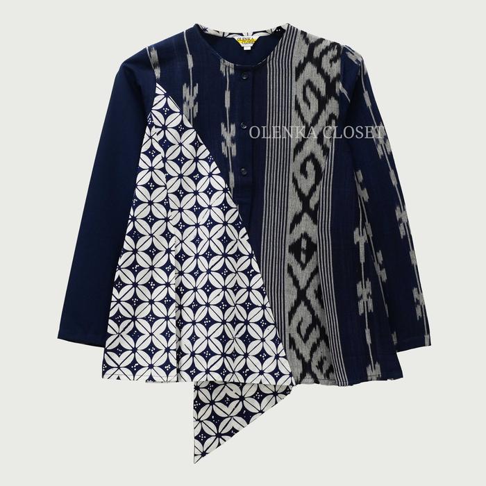 Gambar Olenka Closet Atasan Tenun 137 Baju Batik Kerja Wanita Modern Katun Cewek Casual - Navy, S dari Olenka Closet undefined Tokopedia