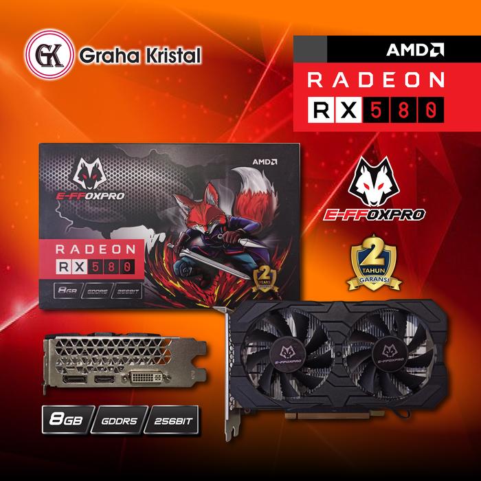 Jual VGA EFFOXPRO AMD RADEON RX 580 8GB DDR5 256BIT RX580 GARANSI