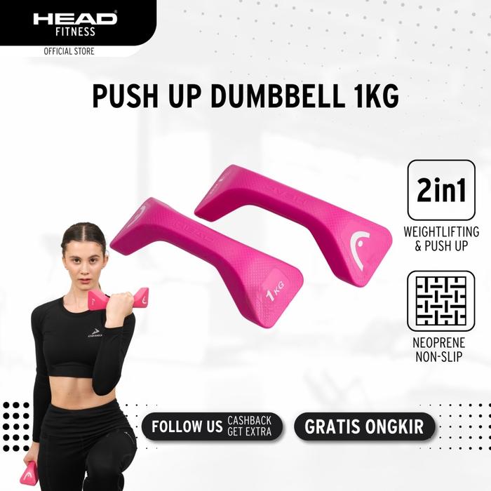 Gambar Alat Fitness Olahraga Angkat Beban Barbel HEAD Push-Up Dumbbell 2 KG - 1 KG dari Head Fitness Indonesia undefined Tokopedia