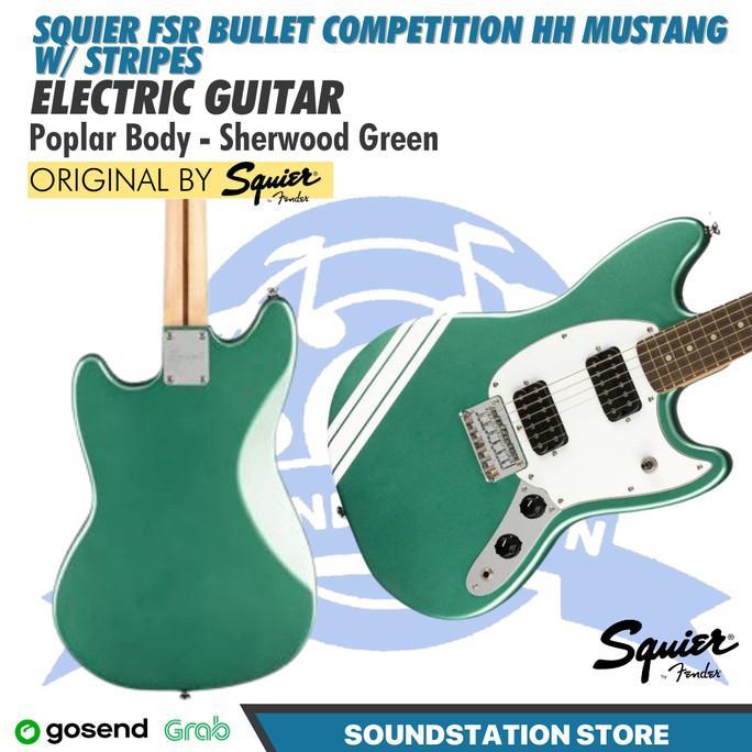 Gambar PRODUK BARU!! SQUIER FSR BULLET COMPETITION HH MUSTANG W/ STRIPES, ELECTRIC GUITAR - SherwoodGreen dari hammamabbyan undefined Tokopedia