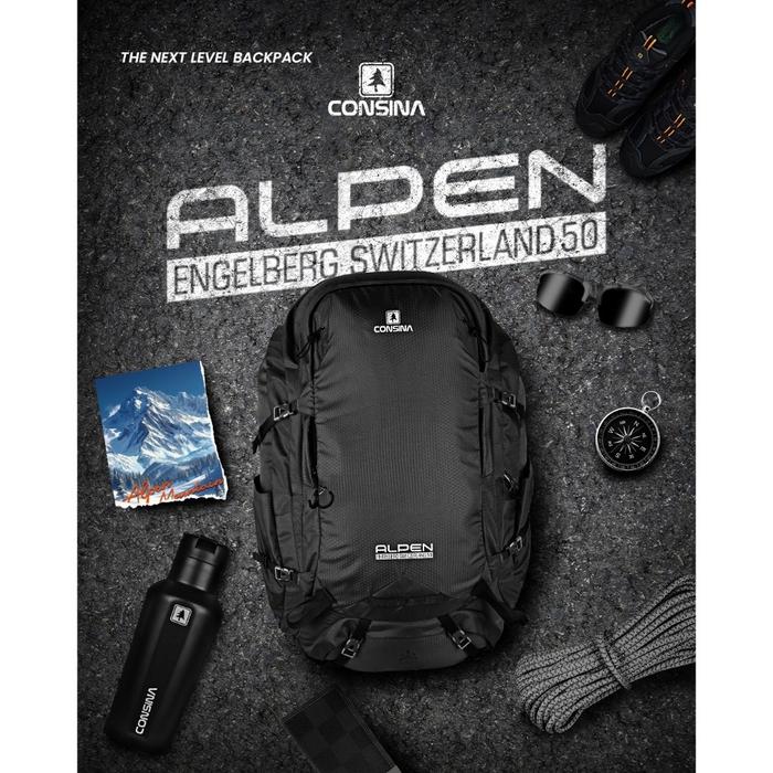 Gambar Tas Consina Alpen / Hiking Outdoor Travel 50L - Hitam dari kometadventure undefined Tokopedia