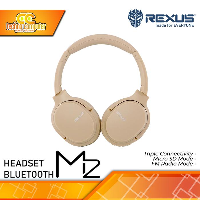 Gambar HEADSET REXUS M2 Wireless Bluetooth - Headset - Beige dari Techno Computer Bali undefined Tokopedia