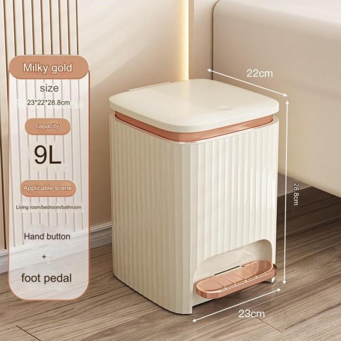 Gambar Tempat Sampah Rumah Tangga Ruang Tamu Kamar Mandi Toilet Dapur Tempat Sampah Pedal Kaki Trash Bin New 100% Original - Cream Gold 9 L dari HAGIYrta235 undefined Tokopedia