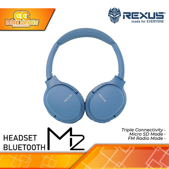 Gambar HEADSET REXUS M2 Wireless Bluetooth - Headset - Blue dari Techno Computer Bali undefined Tokopedia