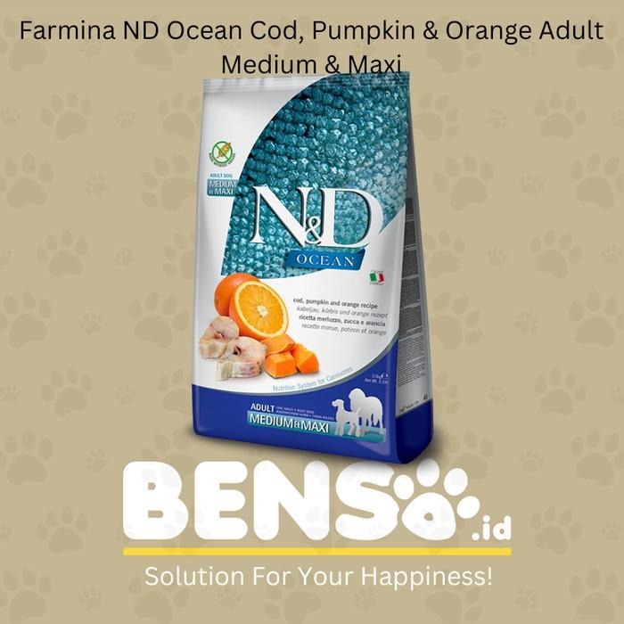 Jual DOGFOOD FARMINA ND OCEAN COD, PUMPKIN ORANGE ADULT MEDIUM