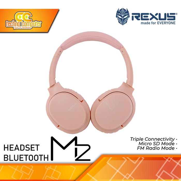 Gambar HEADSET REXUS M2 Wireless Bluetooth - Headset - Pink dari Techno Computer Bali undefined Tokopedia