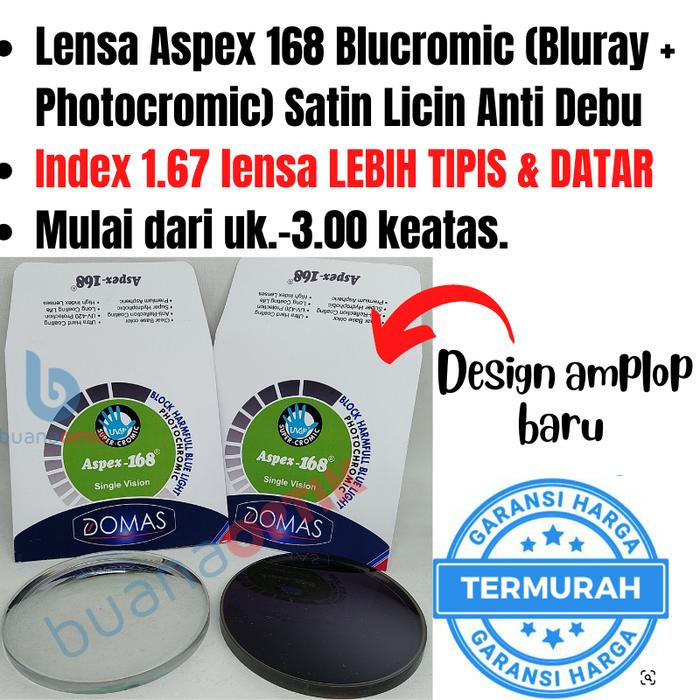 Gambar PAKET KACAMATA DAN LENSA BLUCROMIC INDEX 1.67 SUPERCROMIC DOMAS LEBIH TIPIS BLURAY PHOTOCROMIC SATIN dari Buana Optik_NEW undefined Tokopedia