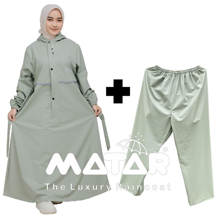 Gambar Jas Hujan Gamis Wanita Muslimah/ Jas Hujan Wanita By MATAR Dewasa Syari PVC Rust-Proof Raincoats outfit outdoor - Sage+Celana, L dari Ar Rafan Store undefined Tokopedia