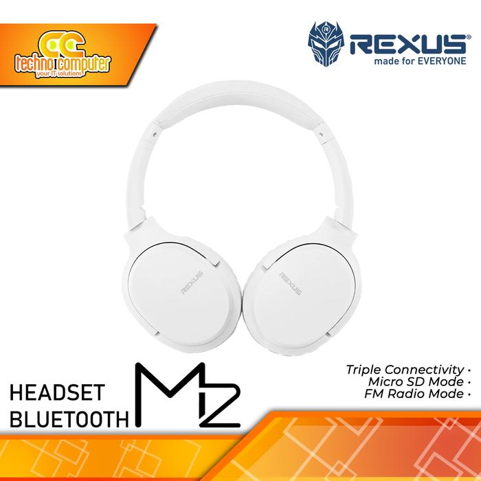 Gambar HEADSET REXUS M2 Wireless Bluetooth - Headset - White dari Techno Computer Bali undefined Tokopedia