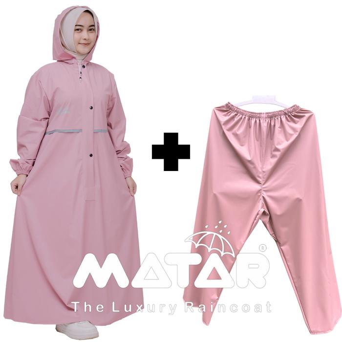 Gambar Jas Hujan Gamis Wanita Muslimah/ Jas Hujan Wanita By MATAR Dewasa Syari PVC Rust-Proof Raincoats outfit outdoor - Dusty+Celana, L dari Ar Rafan Store undefined Tokopedia
