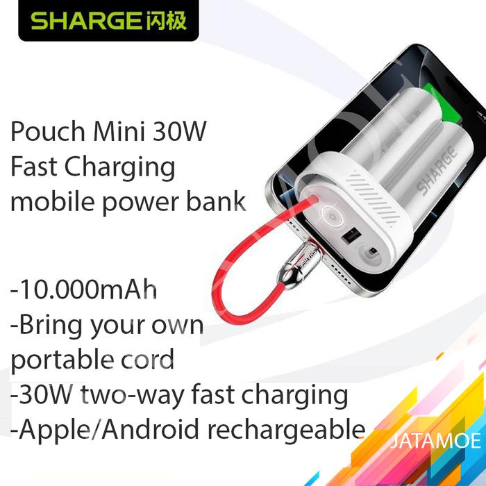 Gambar Sharge Pouch Mini Power Bank 30W Fast Charge 10000 mAh Small Portable PowerBank With Built-in Wire Mobile Power Supply Safe for Airplane or Travel suitable dari Jatamoe undefined Tokopedia