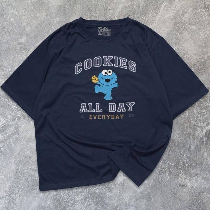 Gambar Kaos Oversize COOKIES RisRus T-Shirt Cowo Premium Kaos BigSize - Navy, L dari GudangStyel undefined Tokopedia