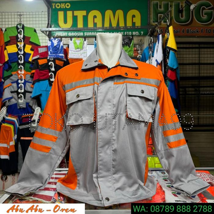 Gambar Seragam safety- seragam proyek-seragam kerja ukuran jumbo - ABU ABU OREN, XXL dari Toko Utama 99 undefined Tokopedia