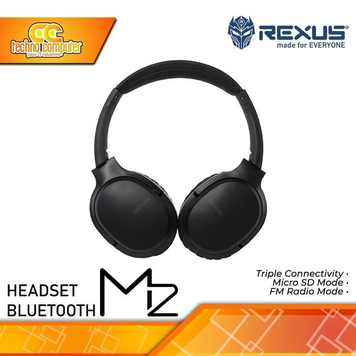Gambar HEADSET REXUS M2 Wireless Bluetooth - Headset - Black dari Techno Computer Bali undefined Tokopedia