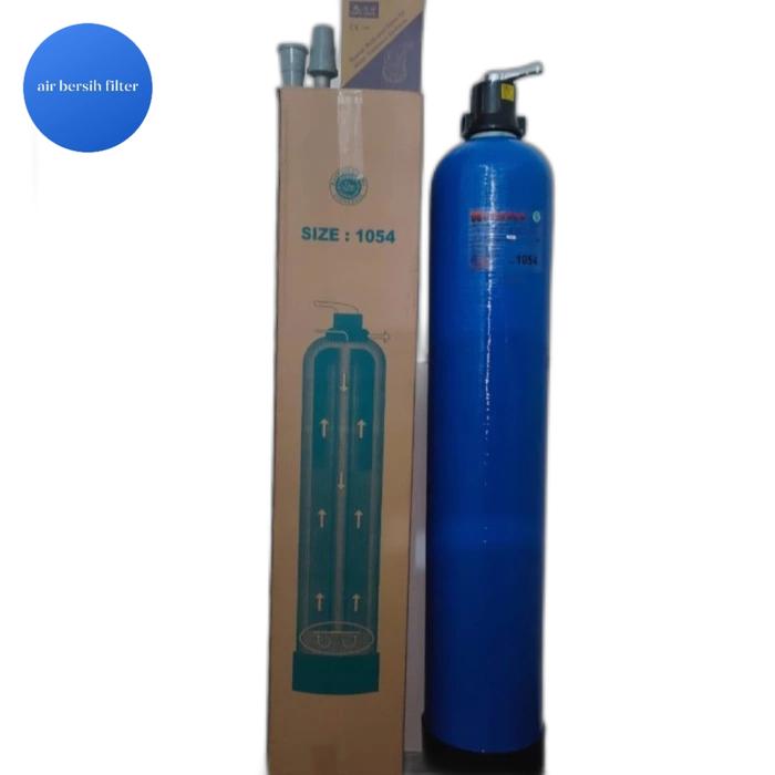 Gambar TABUNG FILTER AIR FRP 1054 NANOTEC + 3 WAY VALVE - Biru dari air bersih filter undefined Tokopedia