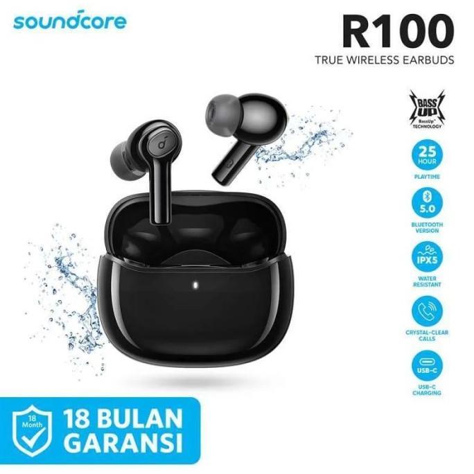 Gambar Earphone Bluetooth Earbud Anker Soundcore R100 Tws A3981 Ipx5 - Hitam dari kinkysimple undefined Tokopedia