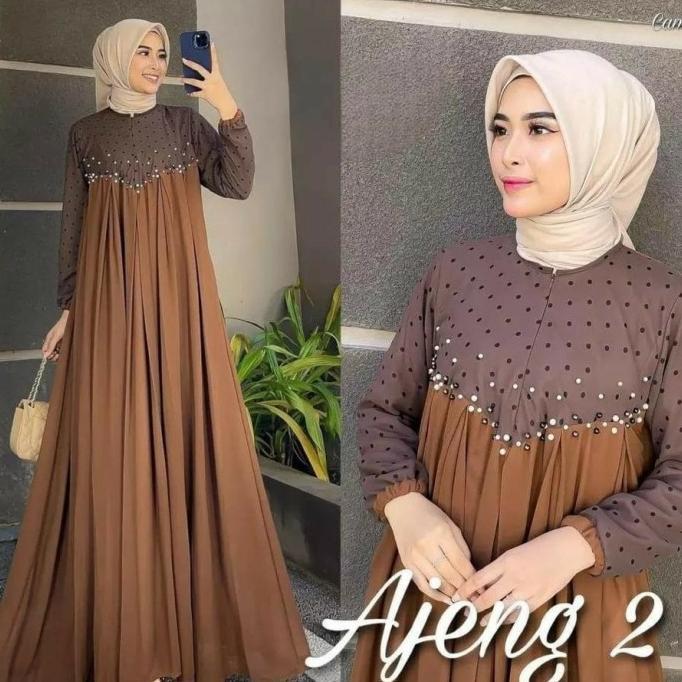 Gambar Gamis Jumbo Ld 140 Ajeng Bahan Ceruty Babydol Original Best Seller - Caramel, L dari Vrisia undefined Tokopedia