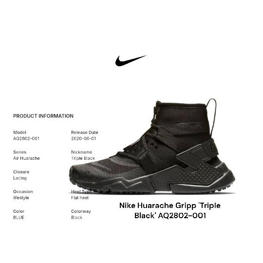 Promo Sneakers Boots Nike Huarache Gripp 'Triple Black' AQ2802-001
