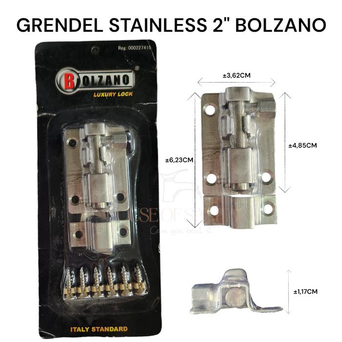 Gambar BOLZANO Grendel Pintu Stainless Steel 2" 3" 4" BOLZANO/ Selot Pintu/ Grendel lemari/ Pengunci jendela dan lemari/ grendel almari/ Slot Pintu gudang/ Pengaman Pintu/ aksesoris jendela/ Kunci Funiture/ Gerendel mini/ door lock/ door latch - 2" dari House of Sanitary undefined Tokopedia