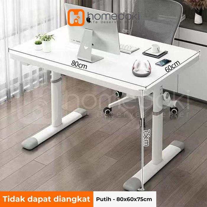 Gambar Homedoki Meja Komputer / Meja Belajar / Meja Laptop / Meja Tinggi yang Dapat Disesuaikan / Meja Komputer Sederhana - 80CM-Putih dari Homedoki Store undefined Tokopedia