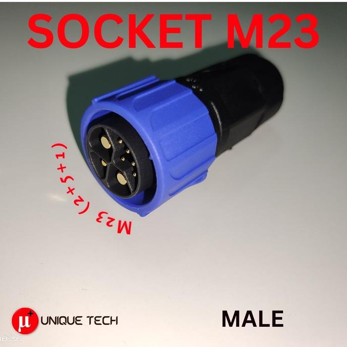 Gambar SOKET KONEKTOR M23 8 PIN MALE FEMALE SOCKET CHARGER BATERE MOTOR LISTRIK GESITS VIAR POLYTRON SAMBUNGAN EXTENTION PARALEL - MALE/JANTAN dari UNIQUE TECH undefined Tokopedia