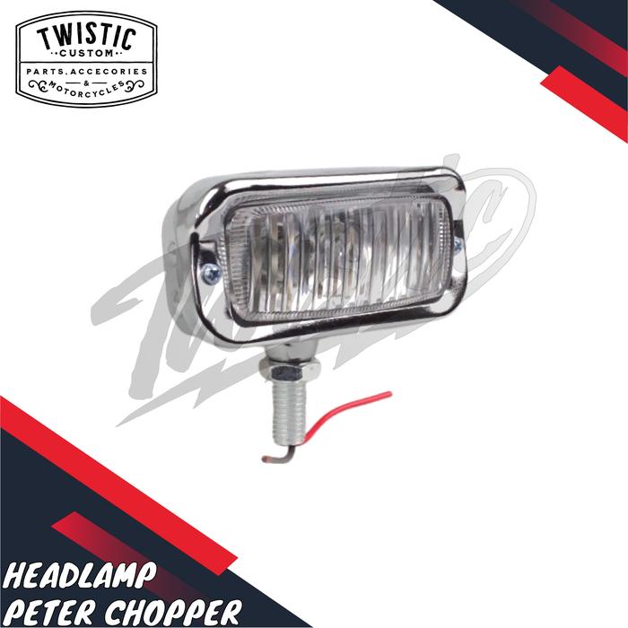 Gambar Headlamp Foglamp Kotak Mini Lampu Depan Vintage Klasik Peter Motor Custom Universal Chopper Bobber - Kaca Clear dari TWISTIC CUSTOM undefined Tokopedia