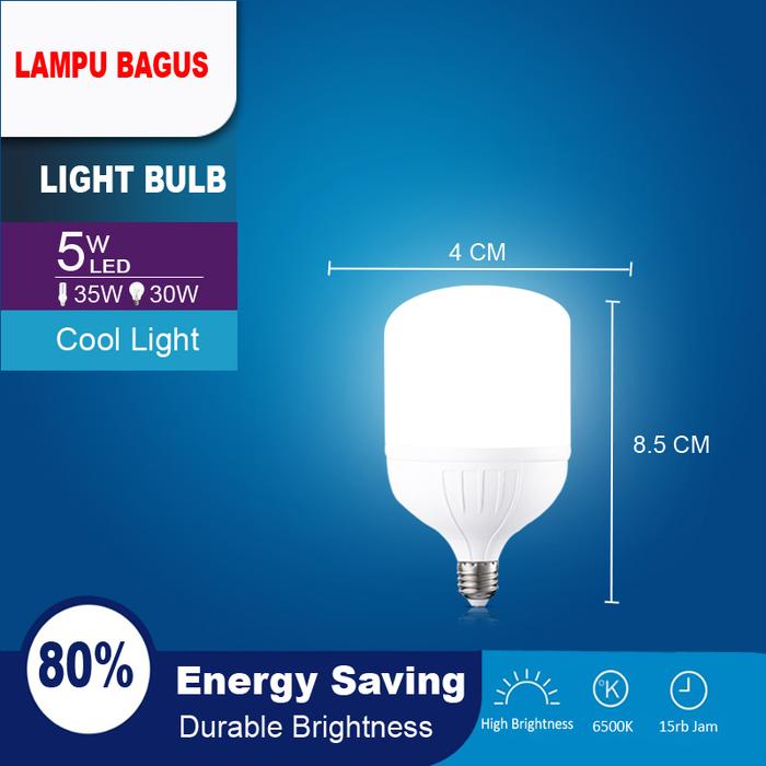 Gambar Lampu Bohlam LED / Lampu LED Bulb Tabung 5Watt 10Watt Cahaya Putih - 5 Watt dari Lampu Bagus undefined Tokopedia