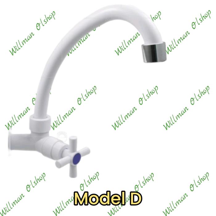 Gambar KERAN ANGSA PLASTIK PVC TEMBOK KRAN SINK CUCI PIRING - Model D dari Willman Olshop undefined Tokopedia