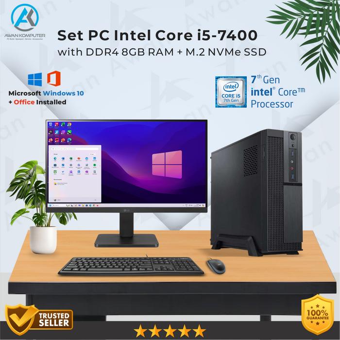 Jual Set PC Slim Intel Core i5-7400 Gen-7 DDR4 SSD || Frameless