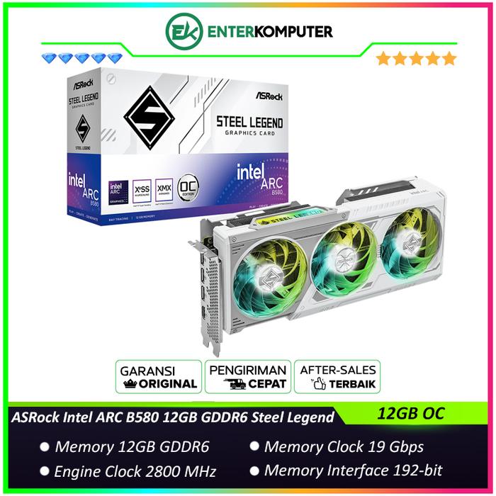 VGA ASRock Intel ARC B580 12GB GDDR6 Steel Legend 12GB OC di Enter  Komputer Official Tokopedia