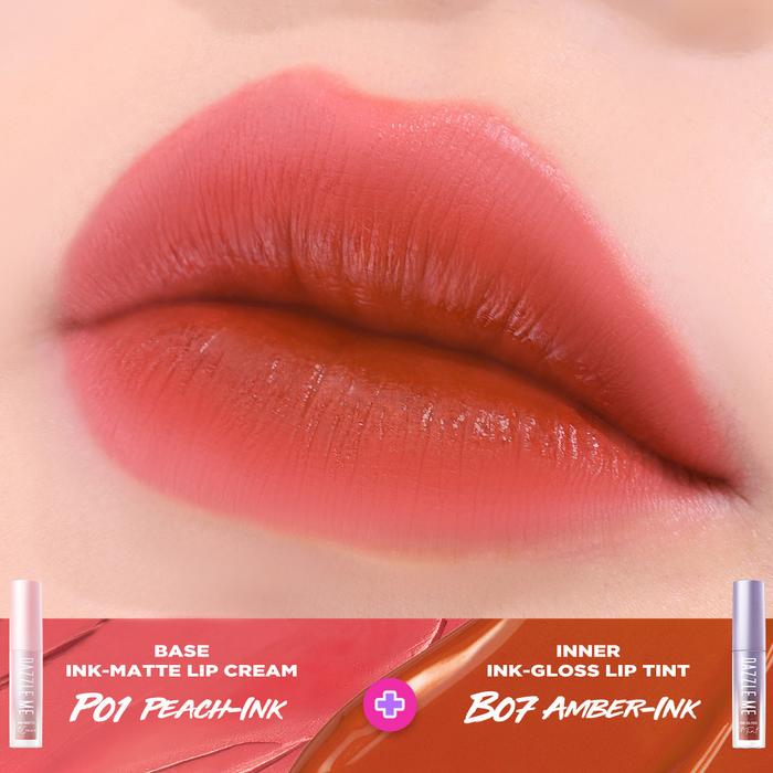 Gambar [BUY 1 GET 1] [HOT DEALS] DAZZLE ME Ink-Matte Lip Cream Ink-Gloss Lip Ombre Collection Lip Cream Pigmented One Swipe Coverage Lip Cream dengan hasil akhir Matte and Glossy Finish & Tahan 12 Jam - Peach + Amber dari DAZZLE ME Indonesia undefined Tokopedia