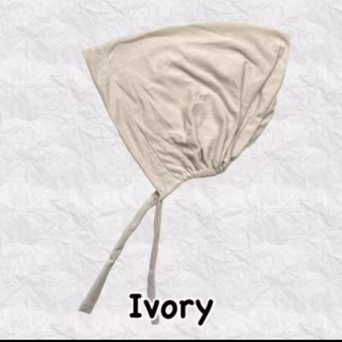 Gambar Ciput Tali Belakang Inner Dalaman Hijab Bahan Kaos - BISCUIT/IVORY dari Cheriashopok undefined Tokopedia