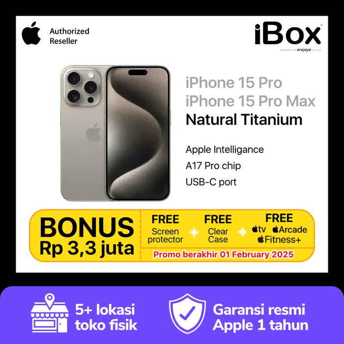 Gambar IBOX iPhone 15 Pro Max 128GB 256GB 512GB 1TB Resmi TAM - Natural, 15 Pro 128GB dari Diamond Handphone Bali undefined Tokopedia