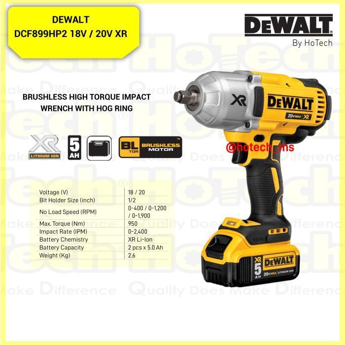 Dewalt Dcf899hp2 18v Xr Li-ion Brushless High Torque Impact Wrench