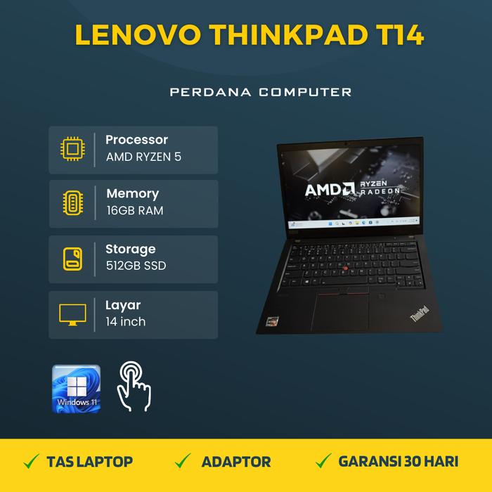 Jual Laptop Lenovo Thinkpad T14 Touchscreen AMD Ryzen Pro 4650u