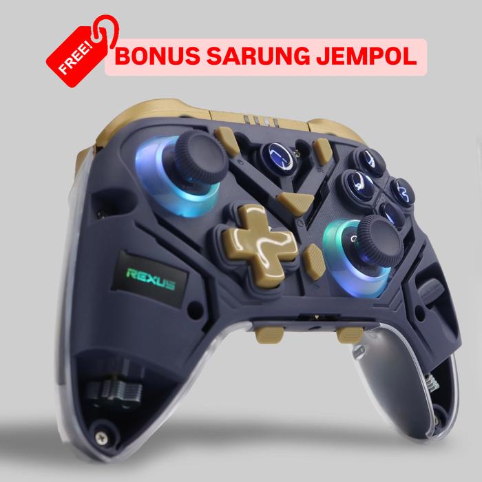Gambar Rexus GX500 Gamepad Joystick 3 connection modes Hall Effect Analog Sticks and Triggers , Gyro Sensor RGB Led Lighting Turbo Function , Dual Motor Vibration Polling Rate up to 1000 Hz Macro Function - Navy dari Click & Go Tokopedia undefined Tokopedia