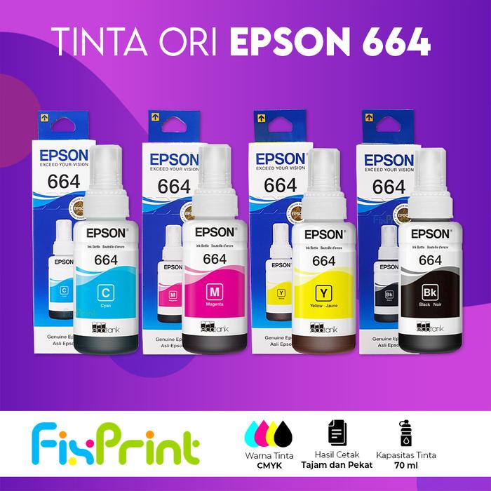 Jual Tinta Epson 664 Original Ink Printer L380 L385 L405 L485 L550 L555 ...