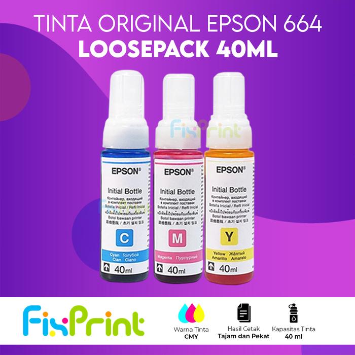 Gambar Tinta Printer EPSON L121 ORIGINAL ORI 100% 664 loosepack 1 satu set - 40ml CMY dari FixPrint Indonesia undefined Tokopedia