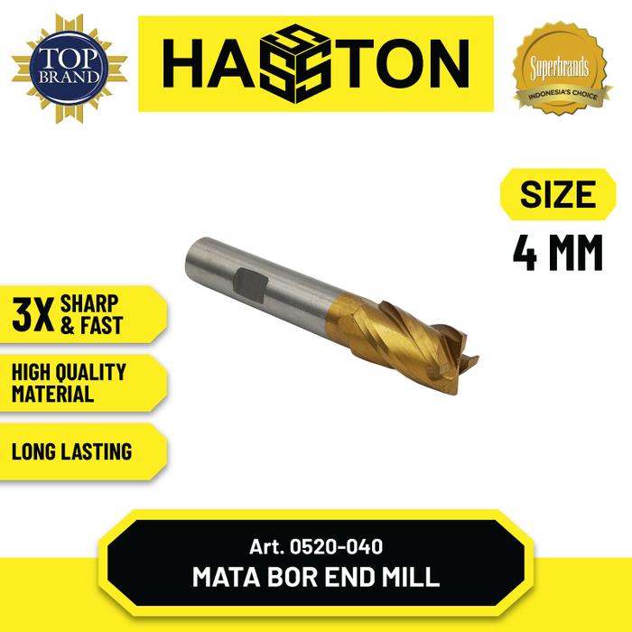 Gambar HASSTON Mata Bor End Mill (Art 0520) - End Mill 4mm dari Hasston Tools undefined Tokopedia