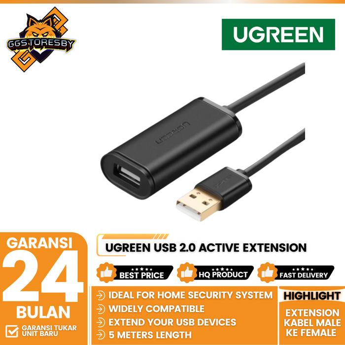 Gambar UGREEN USB 2.0 ACTIVE EXTENSION KABEL MALE KE FEMALE 5M DATA PRINTER - 10319 / 10321 - 10319 dari GGSTORESBY undefined Tokopedia