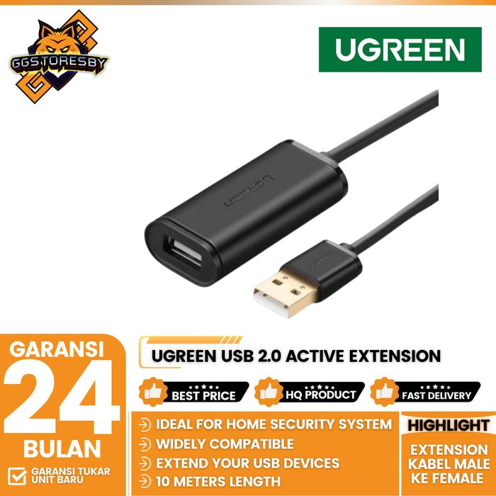 Gambar UGREEN USB 2.0 ACTIVE EXTENSION KABEL MALE KE FEMALE 5M DATA PRINTER - 10319 / 10321 - 10321 dari GGSTORESBY undefined Tokopedia