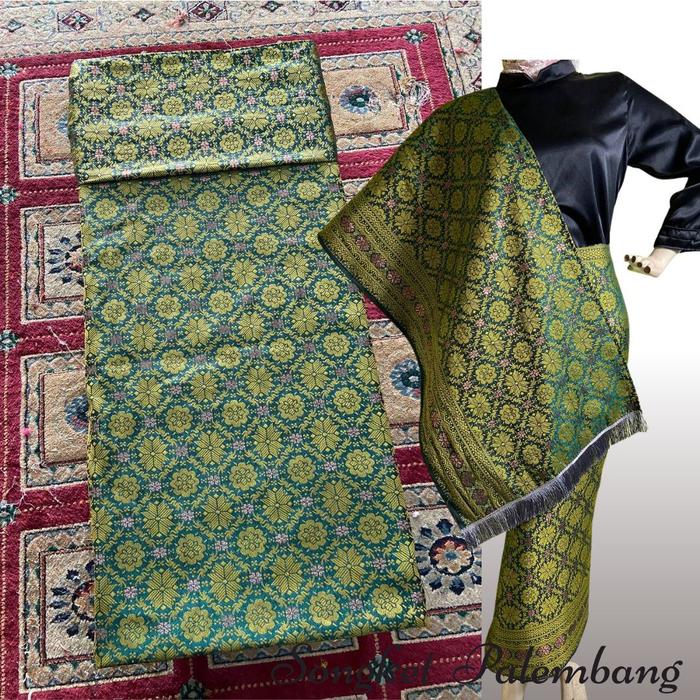Gambar Songket Pash - Songket Lepus Bintang Berantai Khas Palembang - Hijau Bucin dari Songket PaSH Official Store undefined Tokopedia